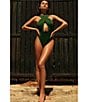 Color:Green - Image 3 - Minnie Dreamin Cross Front Cut-Out One Piece Swimsuit
