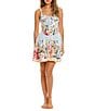 Agua Bendita Spring Blush Floral Print V-Neck Structured Bodice Sleeveless Mini Dress, Color:Multi - Image 1
