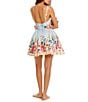 Agua Bendita Spring Blush Floral Print V-Neck Structured Bodice Sleeveless Mini Dress, Color:Multi - Image 2