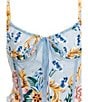 Agua Bendita Spring Blush Floral Print V-Neck Structured Bodice Sleeveless Mini Dress, Color:Multi - Image 4