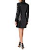 Color:Black - Image 2 - Stretch Sequin V-Neck Long Sleeve Tuxedo Dress