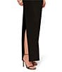 Aidan Mattox Beaded Crepe Flower Pattern One Shoulder Neck Side Slit Column Gown, Color:Black - Image 4