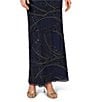 Aidan Mattox Beaded Mesh Short Sleeve Column Long Gown, Color:Navy - Image 4