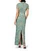 Aidan Mattox Beaded Mesh Short Sleeve Column Long Gown, Color:Greenslate - Image 2