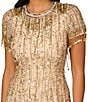 Color:Light Gold - Image 6 - Beaded Sequin Crew Neck Short Sleeve Dress