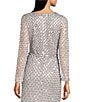 Color:Silver - Image 4 - Sequined V-Neck Long Illusion Sleeve Front Slit Gown