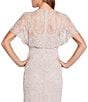 Color:Pearl - Image 4 - Blouson Beaded Short Flutter Sleeve V-Neck Thigh High Side Slit Sheath Gown