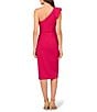 Aidan Mattox Bonded Crepe One-Shoulder Sleeveless Front Drape Midi Sheath Dress, Color:Brilliant Rose - Image 2