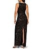 Aidan Mattox Crew Neck Sleeveless Sequin Gown, Color:Black - Image 2