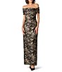 Aidan Mattox Draped Floral Jacquard Strapless Long Dress - Image 1