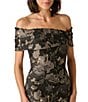 Aidan Mattox Draped Floral Jacquard Strapless Long Dress - Image 3