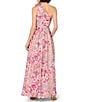 Color:Pink Multi - Image 2 - Floral Jacquard One Shoulder Sleeveless Flower Shoulder A-Line Gown