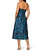 Aidan Mattox Floral Jacquard Strapless Sleeveless Flared Skirt A-Line Dress, Color:Blue/Black Multi - Image 2