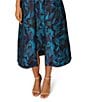 Aidan Mattox Floral Jacquard Strapless Sleeveless Flared Skirt A-Line Dress, Color:Blue/Black Multi - Image 4
