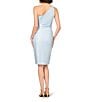 Aidan Mattox Foiled Mikado One Shoulder Neck Sleeveless Sheath Midi Dress, Color:Clear/Silver - Image 2