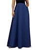 Aidan Mattox Halter Deep V-Neck Satin Velvet A-Line Gown, Color:Black/Blue - Image 4