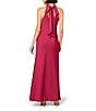 Aidan Mattox Halter Neck Sleeveless Satin Sheath Tie Back Gown, Color:Meritage - Image 2