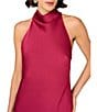 Aidan Mattox Halter Neck Sleeveless Satin Sheath Tie Back Gown, Color:Meritage - Image 3