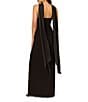 Aidan Mattox Halter Scarf Column Gown, Color:Black - Image 2