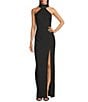 Aidan Mattox Halter Scarf Column Gown, Color:Black - Image 5