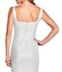 Color:Silver Multi - Image 4 - Metallic Jacquard Sleeveless Split Sweetheart Neck Front Slit Gown
