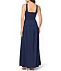 Aidan Mattox Mikado Square Neck Sleeveless Drop Waist Gown, Color:Navy - Image 2
