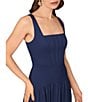 Aidan Mattox Mikado Square Neck Sleeveless Drop Waist Gown, Color:Navy - Image 3