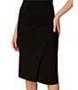 Aidan Mattox Off the Shoulder Lace Knit Crepe Sheath Midi Dress, Color:Black - Image 4