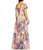 Color:Rose Gold - Image 2 - Off-the-Shoulder Sweetheart Neck Sleeveless Printed Ball Gown