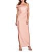 Color:Champagne Rose - Image 1 - One Shoulder Cap Sleeve Side Thigh High Slit Gown