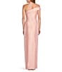 Color:Champagne Rose - Image 2 - One Shoulder Cap Sleeve Side Thigh High Slit Gown