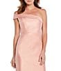 Color:Champagne Rose - Image 3 - One Shoulder Cap Sleeve Side Thigh High Slit Gown