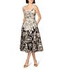 Aidan Mattox Organza Embroidered Floral Print Square Neck Sleeveless A-Line Midi Dress, Color:Ivory Black - Image 1