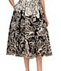 Aidan Mattox Organza Embroidered Floral Print Square Neck Sleeveless A-Line Midi Dress, Color:Ivory Black - Image 4