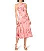 Aidan Mattox Round Neck Sleeveless 3D Embroidered Lace Trumpet Midi Dress, Color:Pink Multi - Image 1