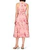 Aidan Mattox Round Neck Sleeveless 3D Embroidered Lace Trumpet Midi Dress, Color:Pink Multi - Image 2