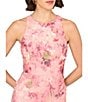 Aidan Mattox Round Neck Sleeveless 3D Embroidered Lace Trumpet Midi Dress, Color:Pink Multi - Image 3