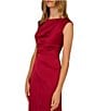 Aidan Mattox Satin Crew Neck Sleeveless Side Ruched Sheath Gown, Color:Matador Red - Image 3