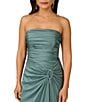 Aidan Mattox Satin Strapless Wrap Gown, Color:Cool Mint - Image 3