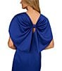 Aidan Mattox Satin V-Neck Short Sleeve Bow Back A-Line Gown, Color:Royal Sapphire - Image 4