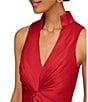 Aidan Mattox Satin V-Neck Twist Front with Cascading Ruffle Gown, Color:Autumn Blaze - Image 3