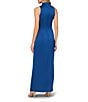 Aidan Mattox Satin V-Neck Twist Front with Cascading Ruffle Gown, Color:Deep Ocean - Image 2
