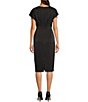 Color:Black - Image 2 - Satin V Neckline Short Bead Trim Flutter Sleeve Dress