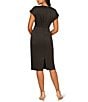 Color:Black - Image 5 - Satin V Neckline Short Bead Trim Flutter Sleeve Dress