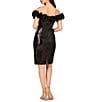 Color:Black - Image 2 - Sequin Ruffle Off-the-Shoulder Cap Sleeve Sheath Dress