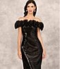 Color:Black - Image 4 - Sequin Ruffle Off-the-Shoulder Cap Sleeve Sheath Dress