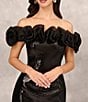 Color:Black - Image 5 - Sequin Ruffle Off-the-Shoulder Cap Sleeve Sheath Dress