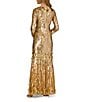 Aidan Mattox Sequin V Neck Long Sleeve Gown, Color:Gold - Image 2