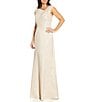 Color:Champagne - Image 1 - Sleeveless Asymmetrical Neck Jacquard Mermaid Gown