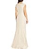 Color:Champagne - Image 2 - Sleeveless Asymmetrical Neck Jacquard Mermaid Gown